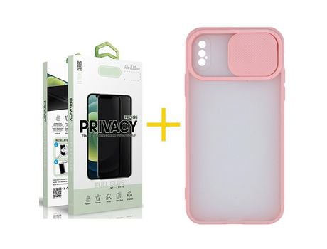 Pack 1 Película Antiespía + Funda SKYHE por Apple iPhone XR Gel Protteción Cámara Rosa
