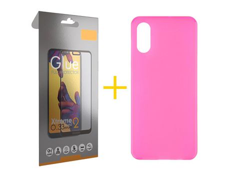 Pack 1 Película Full + Funda SKYHE por Apple iPhone XS Max Silicona Liso Rosa