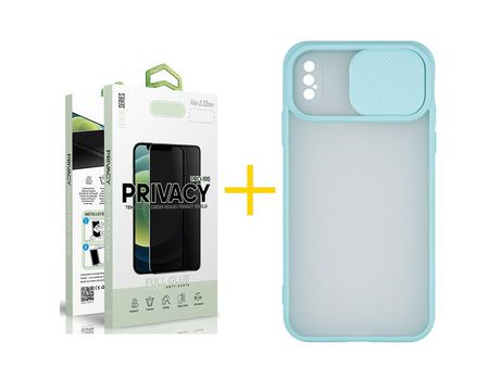Pack 1 Película Antiespía + Funda SKYHE por Apple iPhone XR Gel Protteción Cámara Verde-Mar