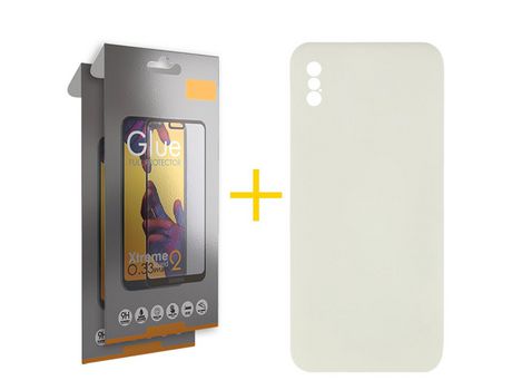 Pack 2 Películas Full + Funda SKYHE por Apple iPhone XS Max Silicona Líquida Arena