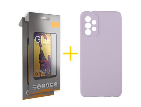 Pack 2 Películas Full + Funda SKYHE por Samsung Galaxy A33 5G Silicona Líquida Morado