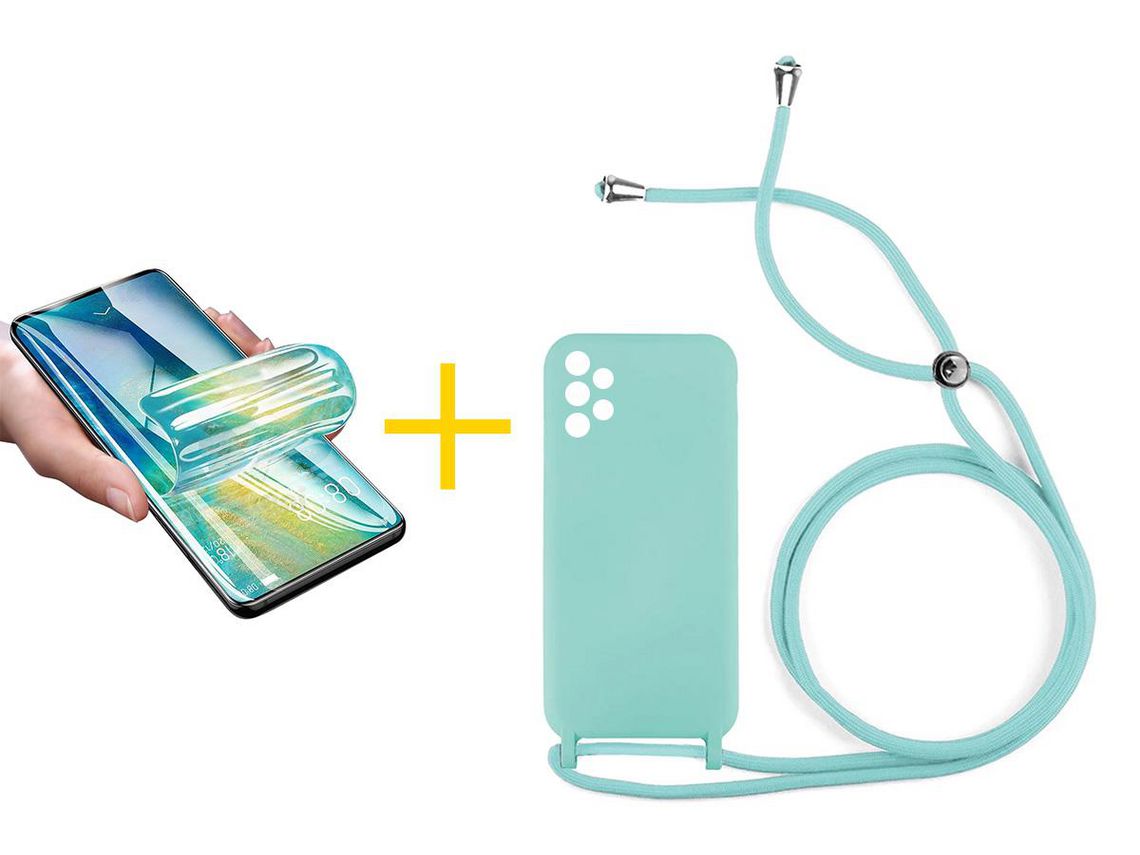 Pack 1 Película + Funda SKYHE por Samsung Galaxy A13 4G Gel con Cordón Agua Verde