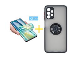 Pack 2 Películas + Funda SKYHE por Samsung Galaxy A23 5G Gel Bumper con Anillo Negro