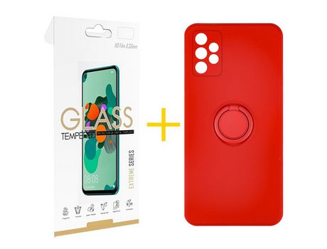 Pack 1 Película 2.5D + Funda SKYHE por Samsung Galaxy A53 5G Gel O-Ring Rojo