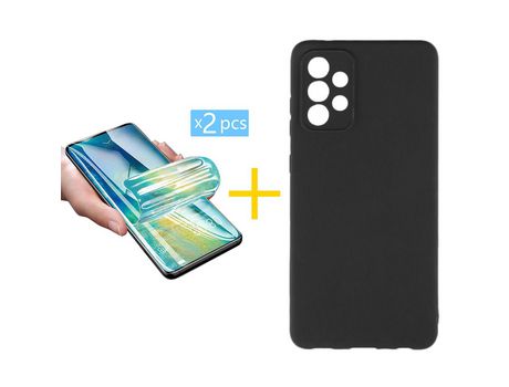 Pack 2 Películas + Funda SKYHE por Samsung Galaxy A53 5G Silicona Líquida Negro