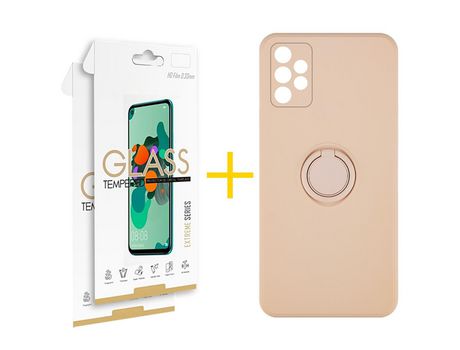 Pack 2 Películas 2.5D + Funda SKYHE por Samsung Galaxy A53 5G Gel O-Ring Rosa Pastel