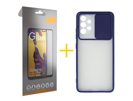 Pack 1 Película Full + Funda SKYHE por Samsung Galaxy A33 5G Gel Protteción Cámara Azul Oscuro