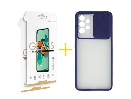 Pack 2 Películas 2.5D + Funda SKYHE por Samsung Galaxy A33 5G Gel Protteción Cámara Azul Oscuro