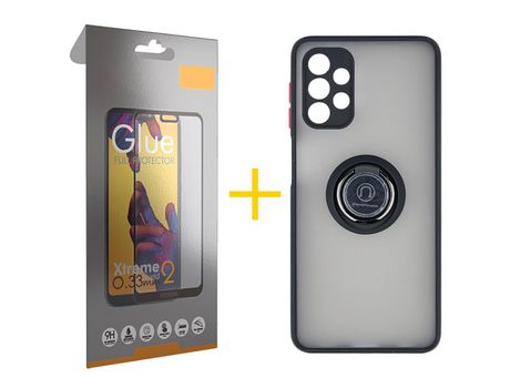 Pack 1 Película Full + Funda SKYHE por Samsung Galaxy A53 5G Gel Bumper con Anillo Negro