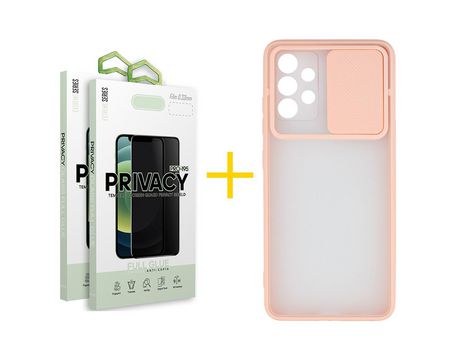 Pack 2 Películas Antiespía + Funda SKYHE por Samsung Galaxy A33 5G Gel Protteción Cámara Rosa