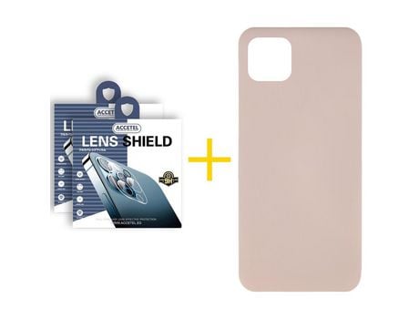 Pack 2 X Protector de Cámara Trasera + Funda ACCETEL para iPhone 13 Pro Max Silicona Líquida Rosa