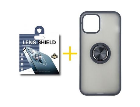 Pack 1 Película de Cámara Trasera + Funda SKYHE para Apple iPhone 13 Pro Gel Bumper con Anillo Negro