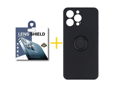 Pack 1 Película de Cámara Trasera + Funda SKYHE para Apple iPhone 13 Pro Max Gel O-Ring Negro