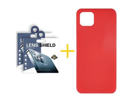 Pack 2 Películas de Cámara Trasera + Funda SKYHE para Apple iPhone 13 Pro Max Silicona Líquida Rojo