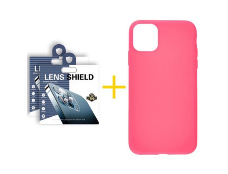 Pack 2 Películas de Cámara Trasera + Funda SKYHE para Apple iPhone 13 Pro Max Silicona Liso Rosa