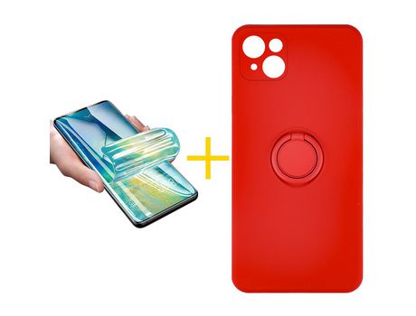 Pack 1 Película + Funda SKYHE para Apple iPhone 13 Mini Gel O-Ring Rojo