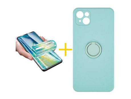 Pack 1 Película + Funda SKYHE para Apple iPhone 13 Gel O-Ring Verde-Auga
