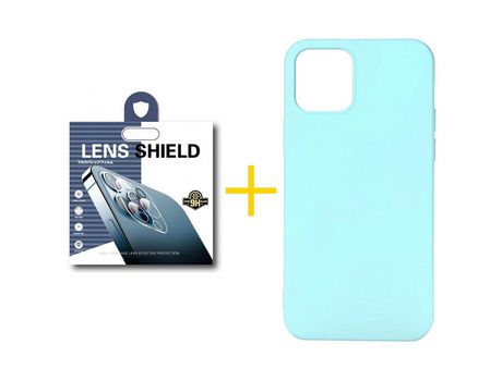 Pack 1 Película de Cámara Trasera + Funda SKYHE para Apple iPhone 13 Pro Silicona Líquida Verde-Água
