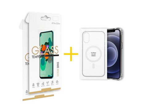 Pack 2 Películas 2.5D + Funda SKYHE por Apple iPhone XS Max Compatible con Magsafe Magnético Incoloro Clear