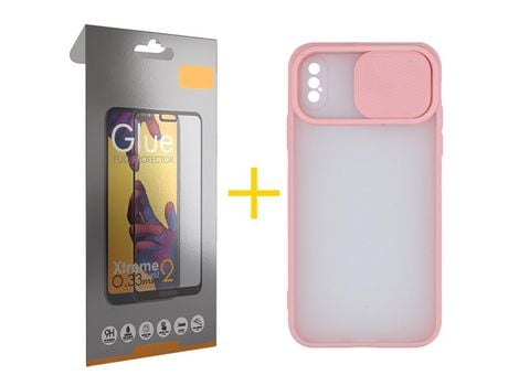 Pack 1 Película Full + Funda SKYHE por Apple iPhone XR Gel Protteción Cámara Rosa