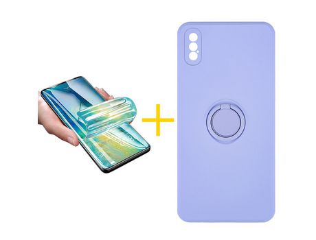 Pack 1 Película + Funda SKYHE para iPhone XS Max Gel O-Ring Morado