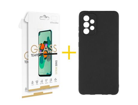 Pack 2 Películas 2.5D + Funda SKYHE por Samsung Galaxy A33 5G Silicona Líquida Negro