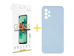 Pack 1 Película 2.5D + Funda SKYHE por Samsung Galaxy A73 5G Silicona Líquida Azul Claro