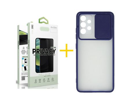 Pack 1 Película Antiespía + Funda SKYHE por Samsung Galaxy A33 5G Gel Protteción Cámara Azul Oscuro