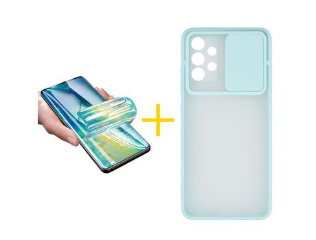 Pack 1 Película + Funda SKYHE por Samsung Galaxy A33 5G Gel Protteción Cámara Verde-Mar