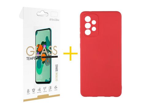 Pack 1 Película 2.5D + Funda SKYHE por Samsung Galaxy A53 5G Silicona Líquida Rojo