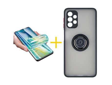 Pack 1 Película + Funda SKYHE por Samsung Galaxy A72 5G Gel Bumper con Anillo Negro