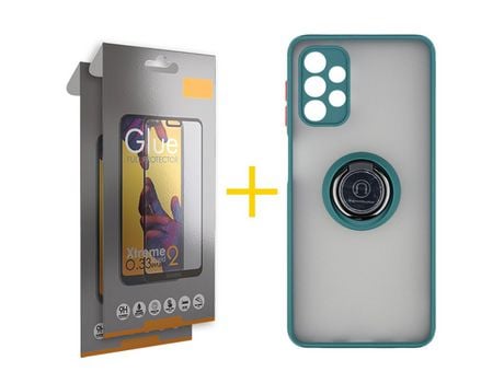 Pack 2 Películas Full + Funda SKYHE por Samsung Galaxy A33 5G Gel Bumper con Anillo Verde