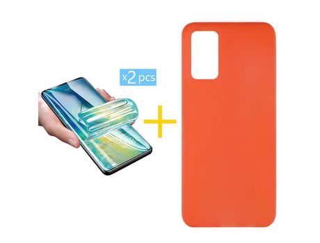 Pack 2 X Protector de Vidrio Templado Hidrogel + Funda ACCETEL para Samsung Galaxy S20 FE 5G Silicona Liso Rojo