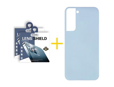 Pack 2 X Protector de Cámara Trasera + Funda para Samsung Galaxy S22 Plus 5G Silicona Líquida Azul Claro