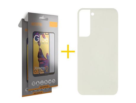 Pack 2 X Protector de Vidrio Templado Full + Funda para Samsung Galaxy S22 Plus 5G Silicona Líquida Negro