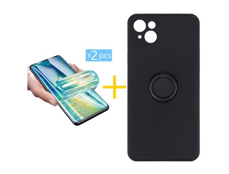 Pack 2 Películas + Funda SKYHE para Apple iPhone 13 Mini Gel O-Ring Negro