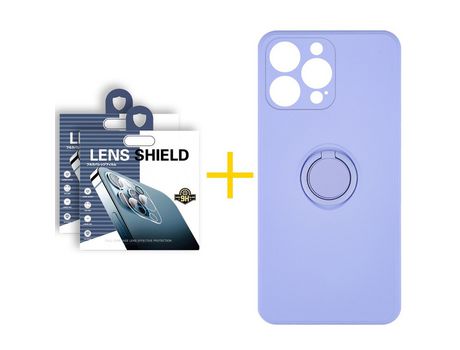 Pack 2 Películas de Cámara Trasera + Funda SKYHE para Apple iPhone 13 Pro Max Gel O-Ring Morado