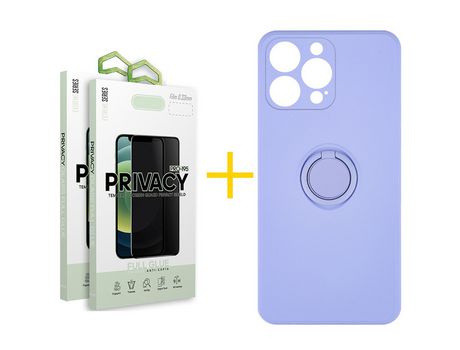 Pack 2 Películas Antiespía + Funda SKYHE para Apple iPhone 13 Pro Max Gel O-Ring Morado