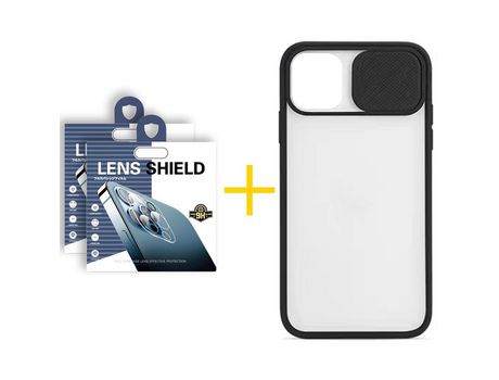 Pack 2 Películas de Cámara Trasera + Funda SKYHE para Apple iPhone 13 Pro Gel Protteción Cámara Negro