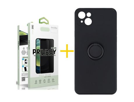Pack 1 Película Antiespía + Funda SKYHE para Apple iPhone 13 Gel O-Ring Negro