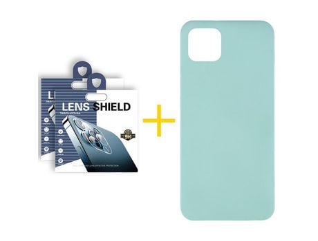Pack 2 Películas de Cámara Trasera + Funda SKYHE para Apple iPhone 13 Pro Silicona Líquida Verde-Água