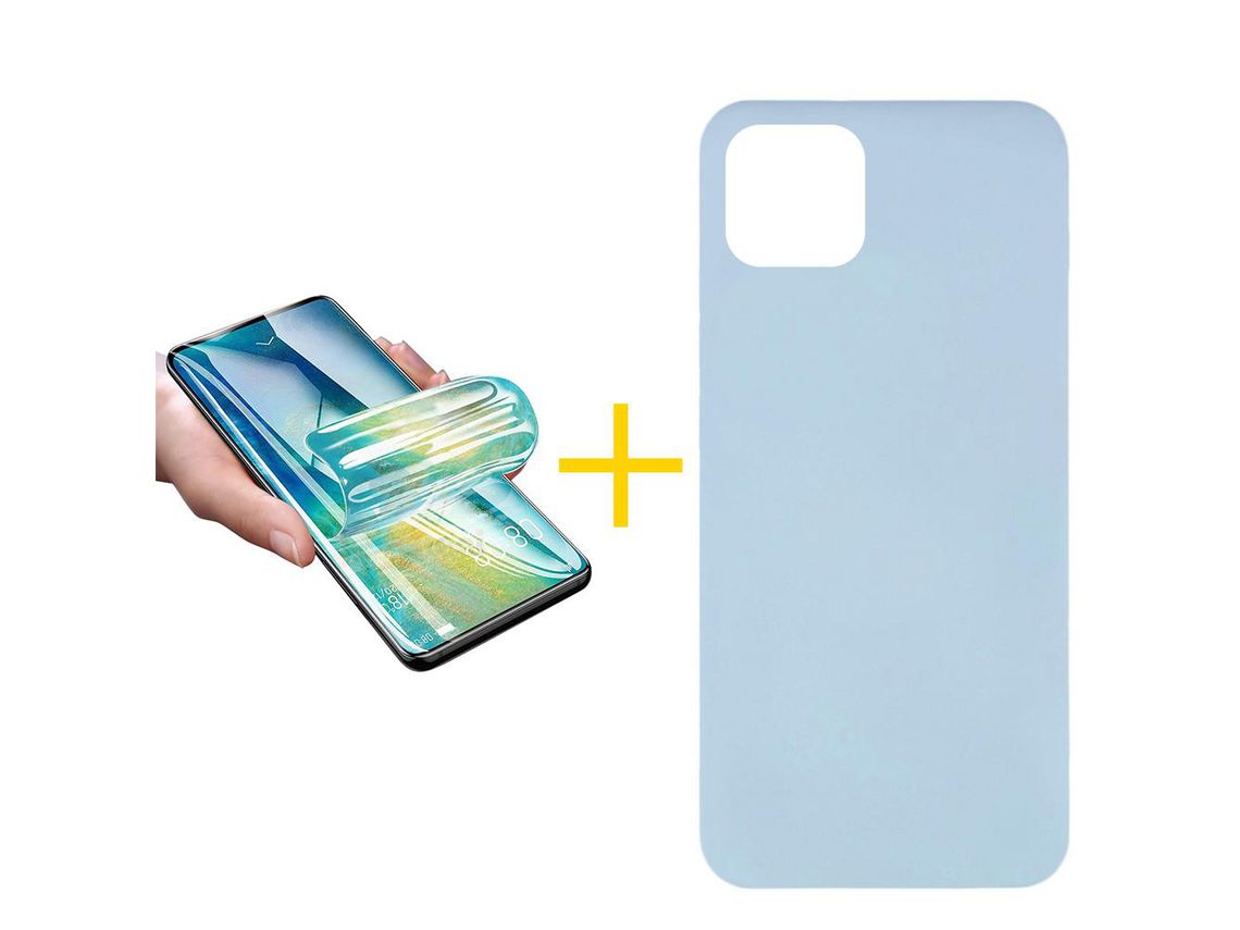 Pack 1 Película de Hidrogel + Funda SKYHE para Apple iPhone 11 Silicona Líquida Amarillo