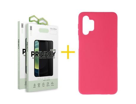 Pack 2 Películas Antiespía + Funda SKYHE por Samsung Galaxy A53 5G Silicona Liso Rosa