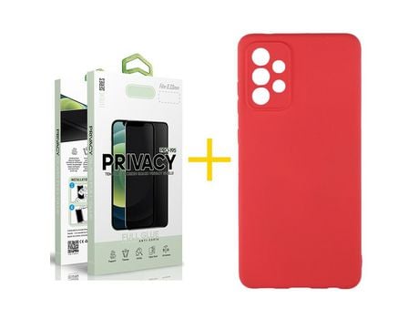 Pack 1 Película Antiespía + Funda SKYHE por Samsung Galaxy A53 5G Silicona Líquida Rojo