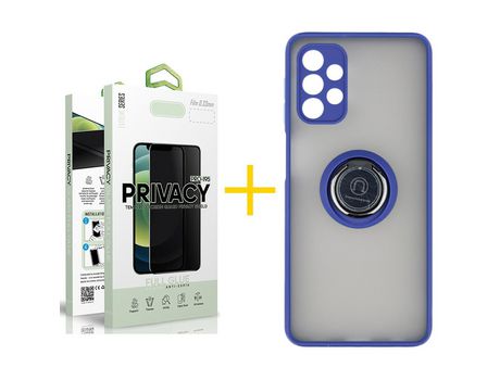 Pack 1 Película Antiespía + Funda SKYHE por Samsung Galaxy A53 5G Gel Bumper con Anillo Azul