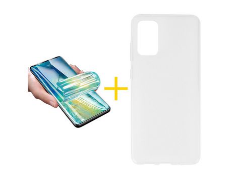 Pack 1 X Protector de Vidrio Templado Hidrogel + Funda ACCETEL para Samsung Galaxy S20 FE 5G Silicona Liso Transparente Escarchado