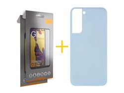 Pack 2 Películas Full + Funda para Samsung Galaxy S22 Plus 5G Silicona Líquida Azul Claro