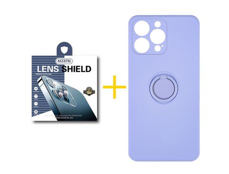Pack 1 X Protector de Cámara Trasera + Funda ACCETEL para iPhone 13 Pro Max Gel O-Ring Morado
