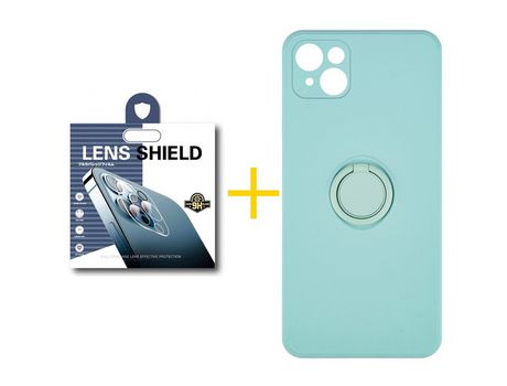 Pack 1 Película de Cámara Trasera + Funda SKYHE para Apple iPhone 13 Mini Gel O-Ring Verde-Auga