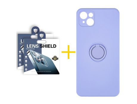 Pack 2 Películas de Cámara Trasera + Funda SKYHE para Apple iPhone 13 Mini Gel O-Ring Morado